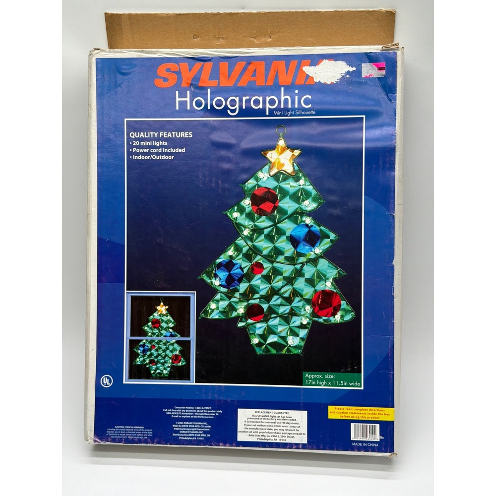 Sylvania Holographic Christmas Tree Mini Light‎ Silhouette 2004 Vintage 17in